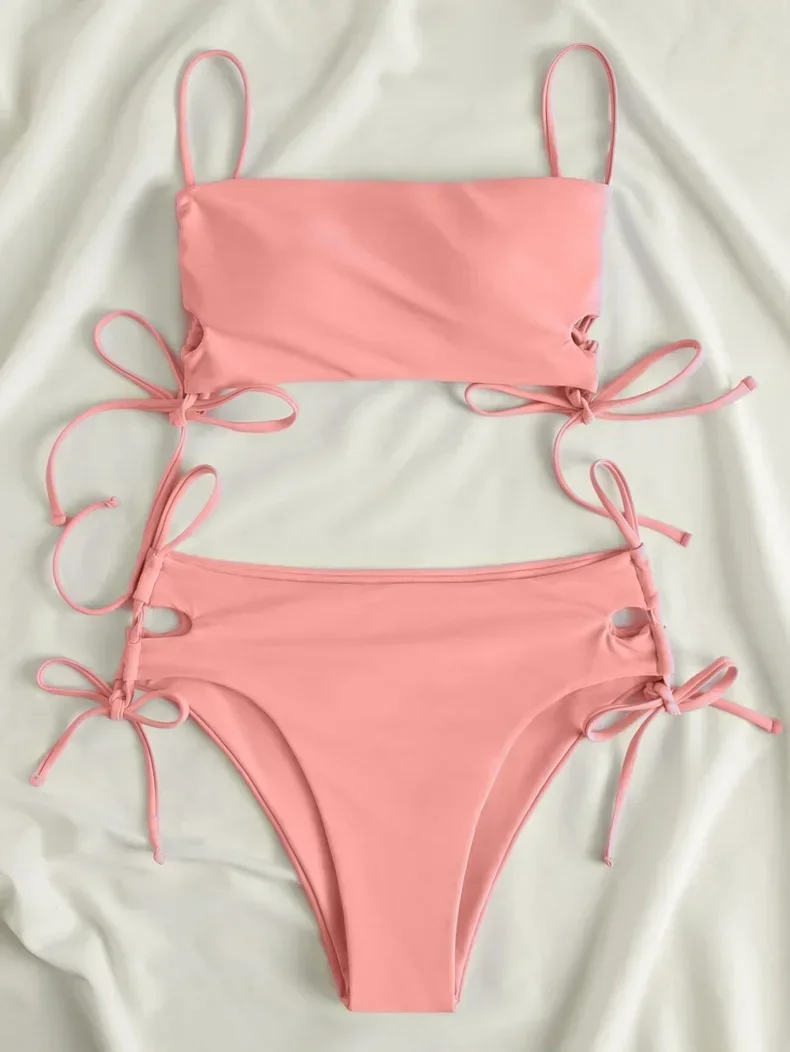 

Women's Swimsuit Bikinis 2025 pink black Beige Separate Swimwear Set For Women Bathing Suit