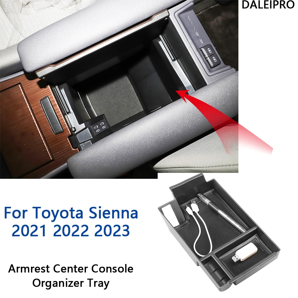 

Center Console Organizer Tray For Toyota Sienna 2021 2022 2023 Armrest Secondary Storage Box Divider Car Interior Accessories