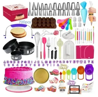 

700-Piece Cake Decorating Set Non Stick Plastic Baking Pan Cream Scraper Turntable-All You Need for Baking