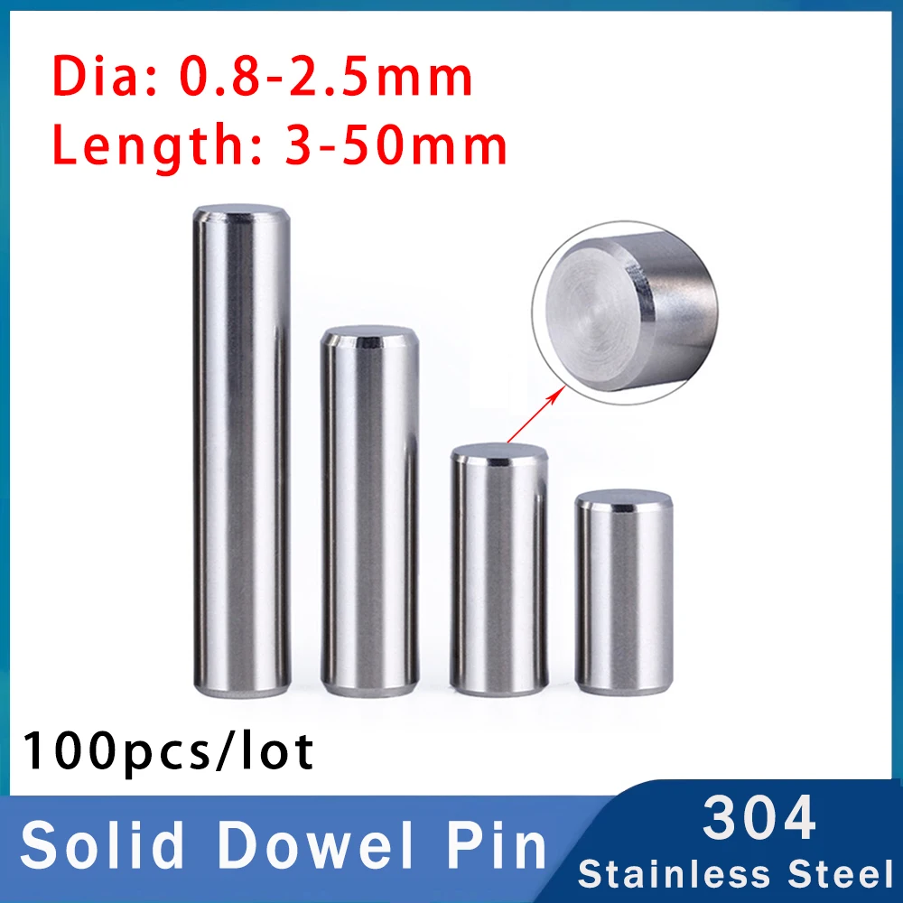 Dia 0.8/1/1.2/1.4/1.5/1.6-2.5mm 304 Stainless Steel Cylindrical Pin Locating Pins Solid High Hardened Fixed Locat Parallel Pin