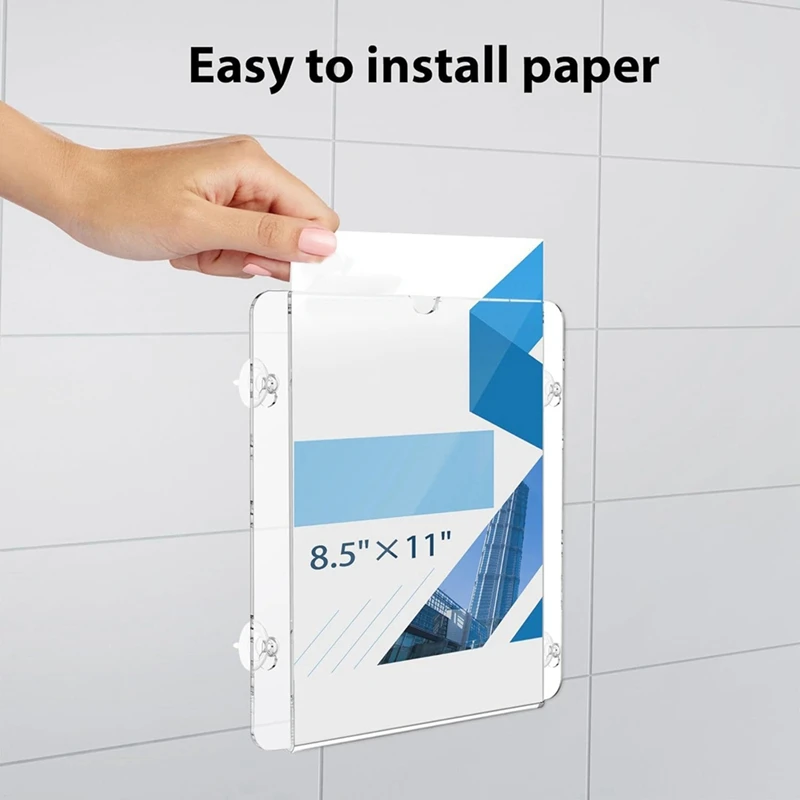 Suporte acrílico claro do sinal, Wall Mount Display Frame, acrílico Sign Holder, 8.5X1 1 Polegada, 4pcs