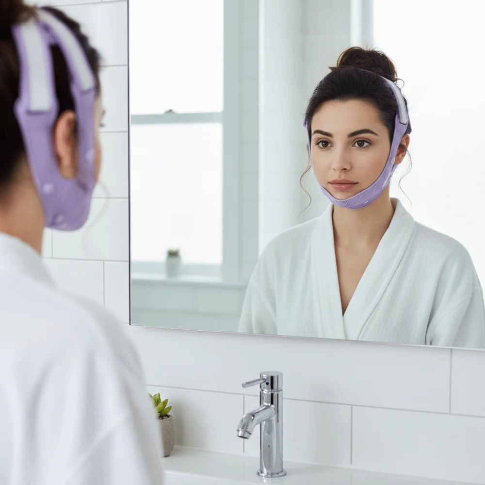 Cintura per il viso riutilizzabile aderente Maschera per il viso regolabile dimagrante V Line Maschera a forma di V antiscivolo V Line Face Shaper Jawline Shaping