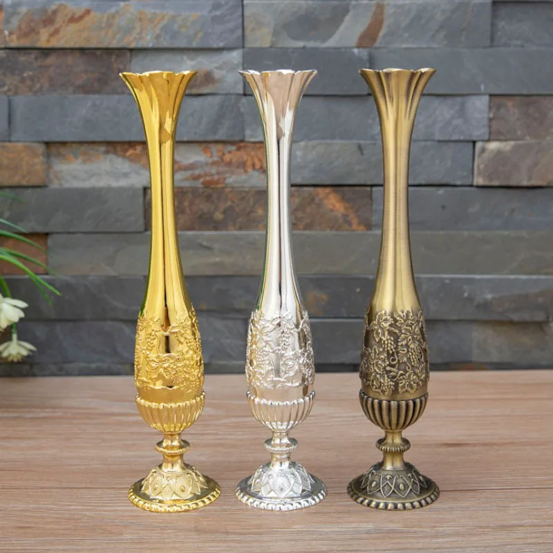 

H26cm Small Size Tabletop Decorative Metal Flower Vases Table Decoration Gold Vaae For Nordic Home Decor V04