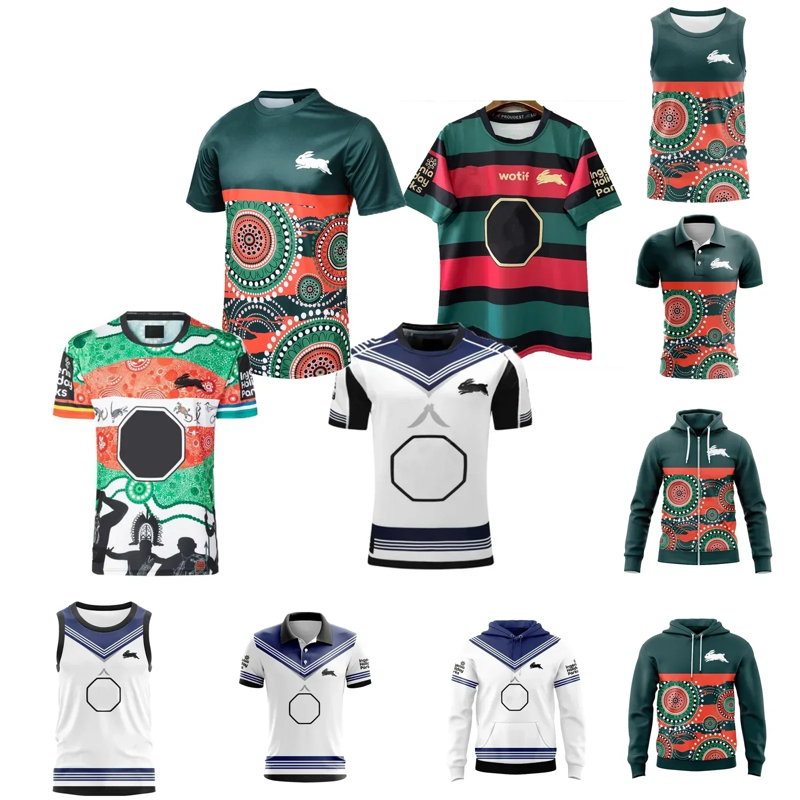 2024 South Sydney Rabbitohs  Men's Replica Indigenous/ANZAC/Training Rugby Jersey Hoodie Singlets Customize