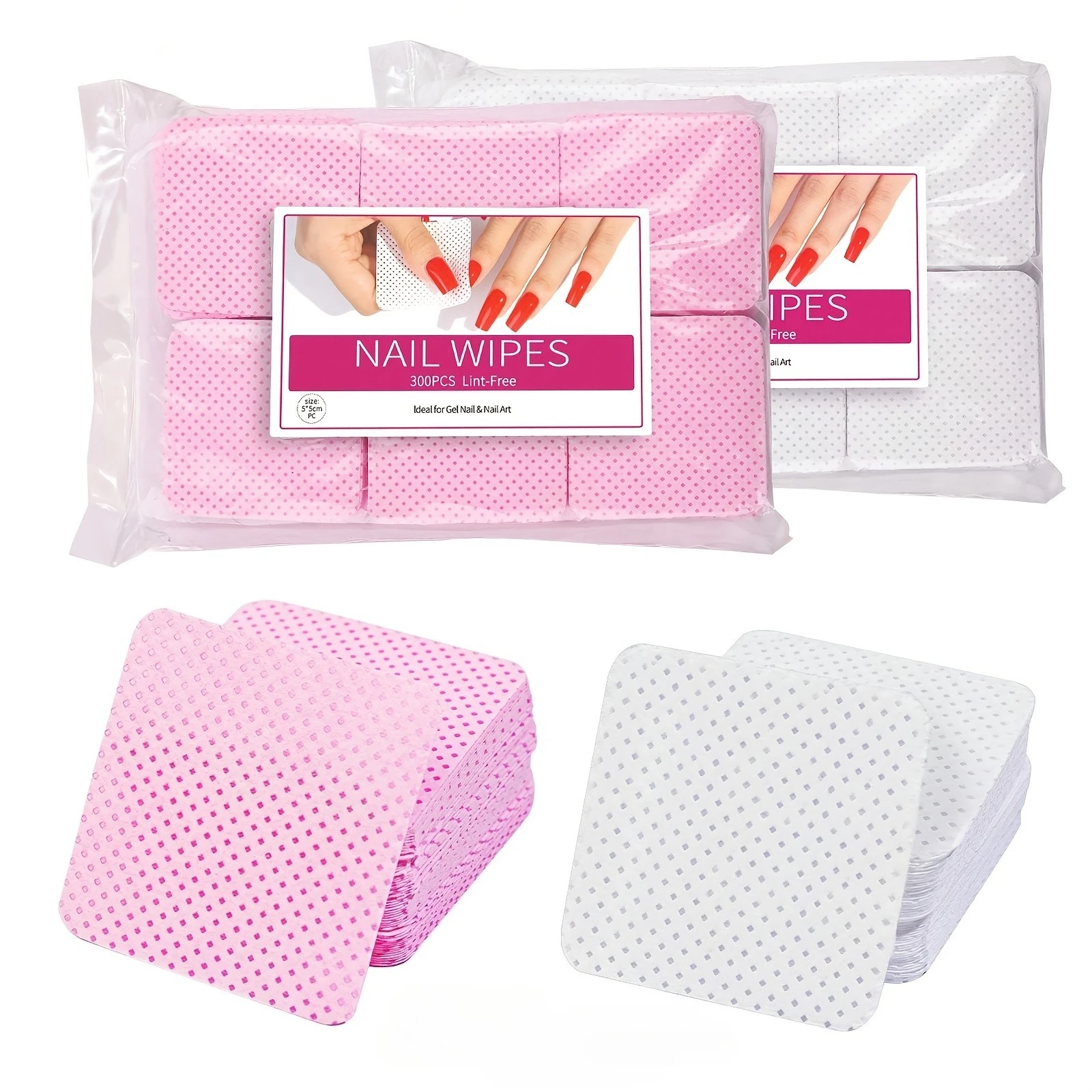 600pcs/2bag Hairless Nail Polish Makeup Remover Gel, Keratin Wipes and Manicure Pads - Disposable Beauty Tools, Manicure Tools