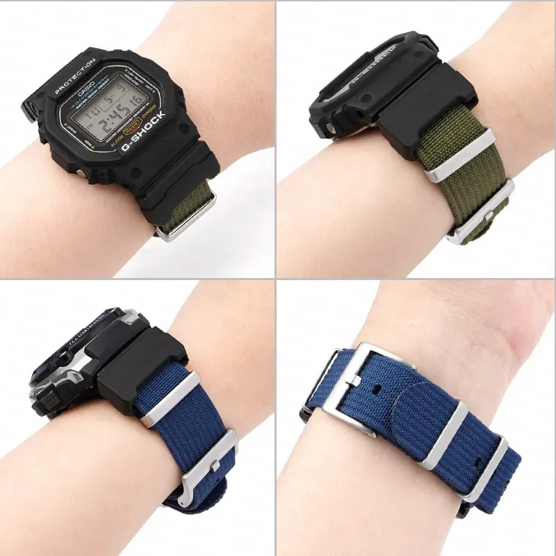 Nylon Strap for Casio G-Shock GA-110/120/200/400/700 GD-100/120 DW-5600 DW-6900 GW-M5610 Modified Adapter Watch Band Accessories