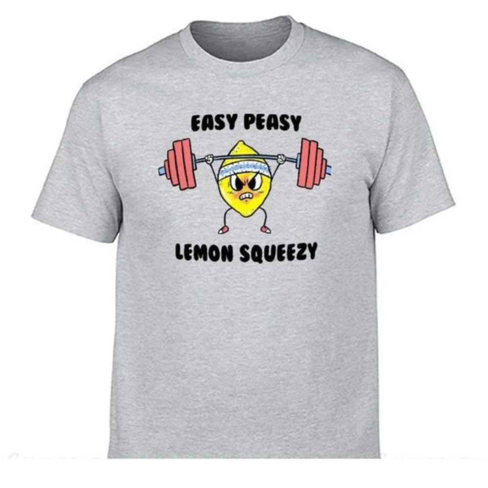 Fitted Cf Muscle Training Gym New Arrival T-Shirt Easy Peasy Lemon Squeezy Design Crewneck Cotton O Neck Adult