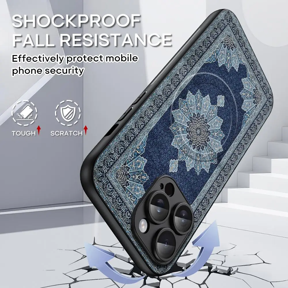 Persian rug floral art design ins Phone Case For iPhone 17 16 15 14 13 12 11 Plus Pro Max  High-end Luxury Magsafe Sheepskin - view 3