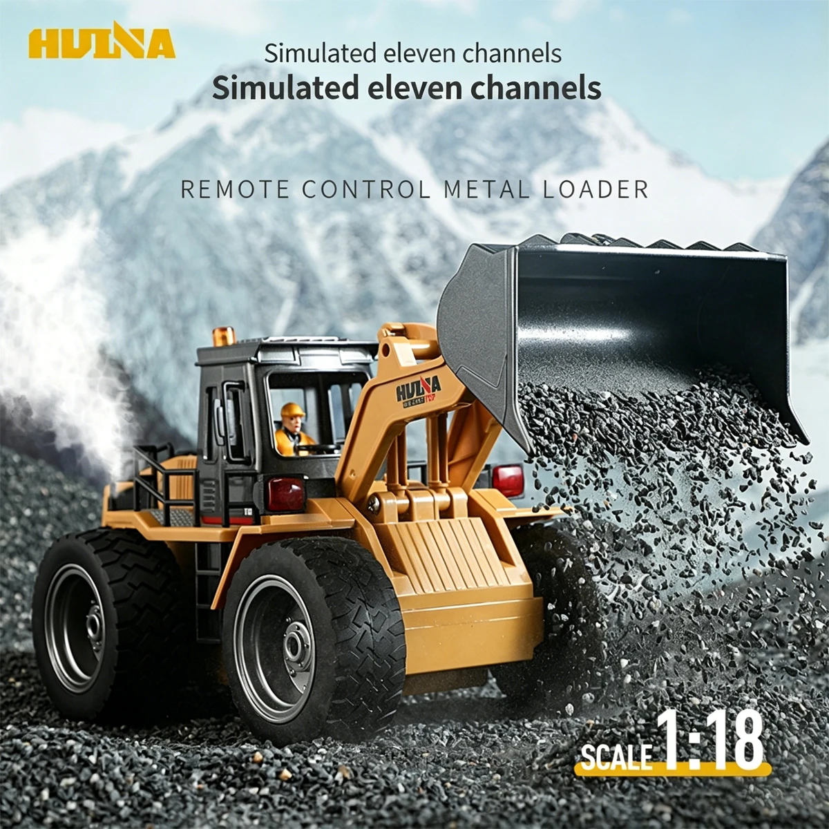 

Радиоуправляемый бульдозер Huina 520, масштаб 1:18, модель из сплава, 2.4G, на радиоуправлении, гусеничный, для мальчиков, детские игрушки