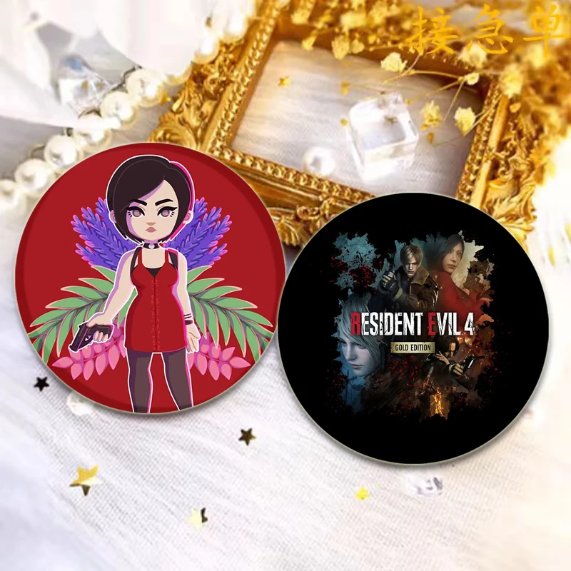 Evil Leon Kennedy Ada Wong Simple Button Pins,Snap in Design Brooches,Daily Stylish Ornament Badge,Ideal Gifts for Friends