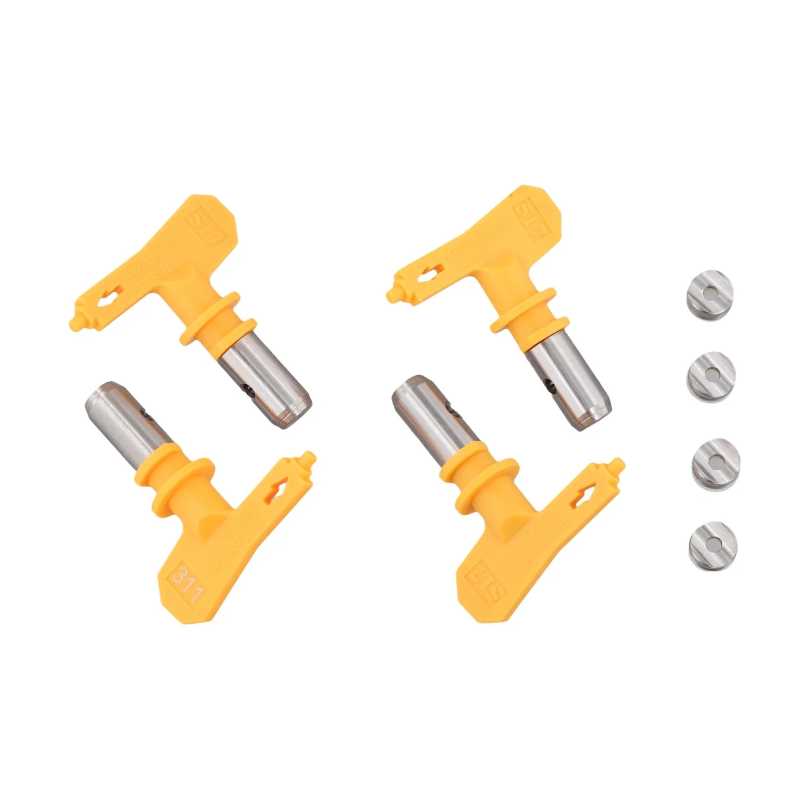 4 Piece Stainless Steel Spray Tip Set for Airless Sprayers Delivering 10 to 12 Inch Spray Patterns on Large Areas