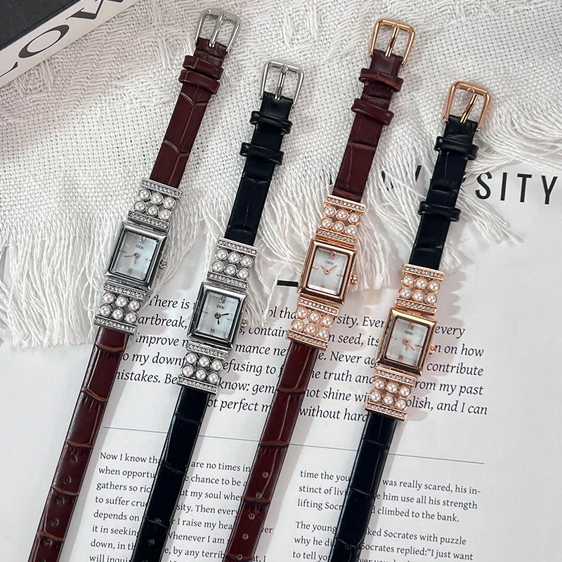 GEDI ساعة نسائية خفيفة فاخرة عالية الجمالية خمر ساعة كوارتز مقاومة للماء أم اللؤلؤ ساعة فساتين راقية الهدايا