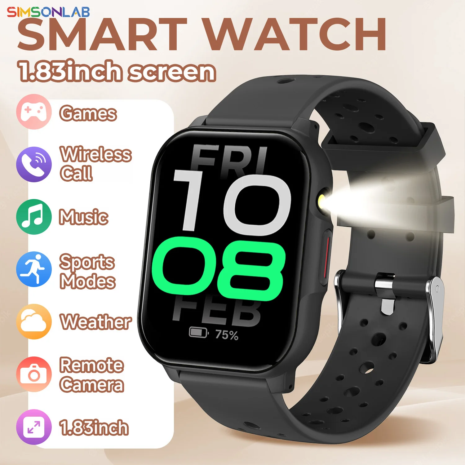 2026 Smartwatch 1.83 inch Wireless Call Music Control Custom