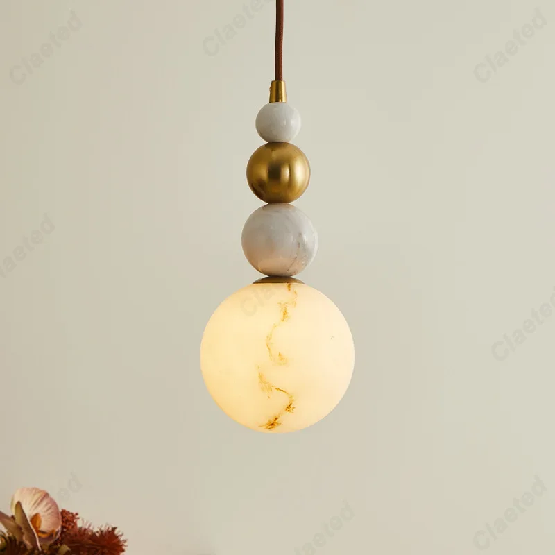European Style New LED Marble Gourd Chandelier Imitation Marble Bedroom Bedside Lamp Living Room Dining Room Decorative Lighting