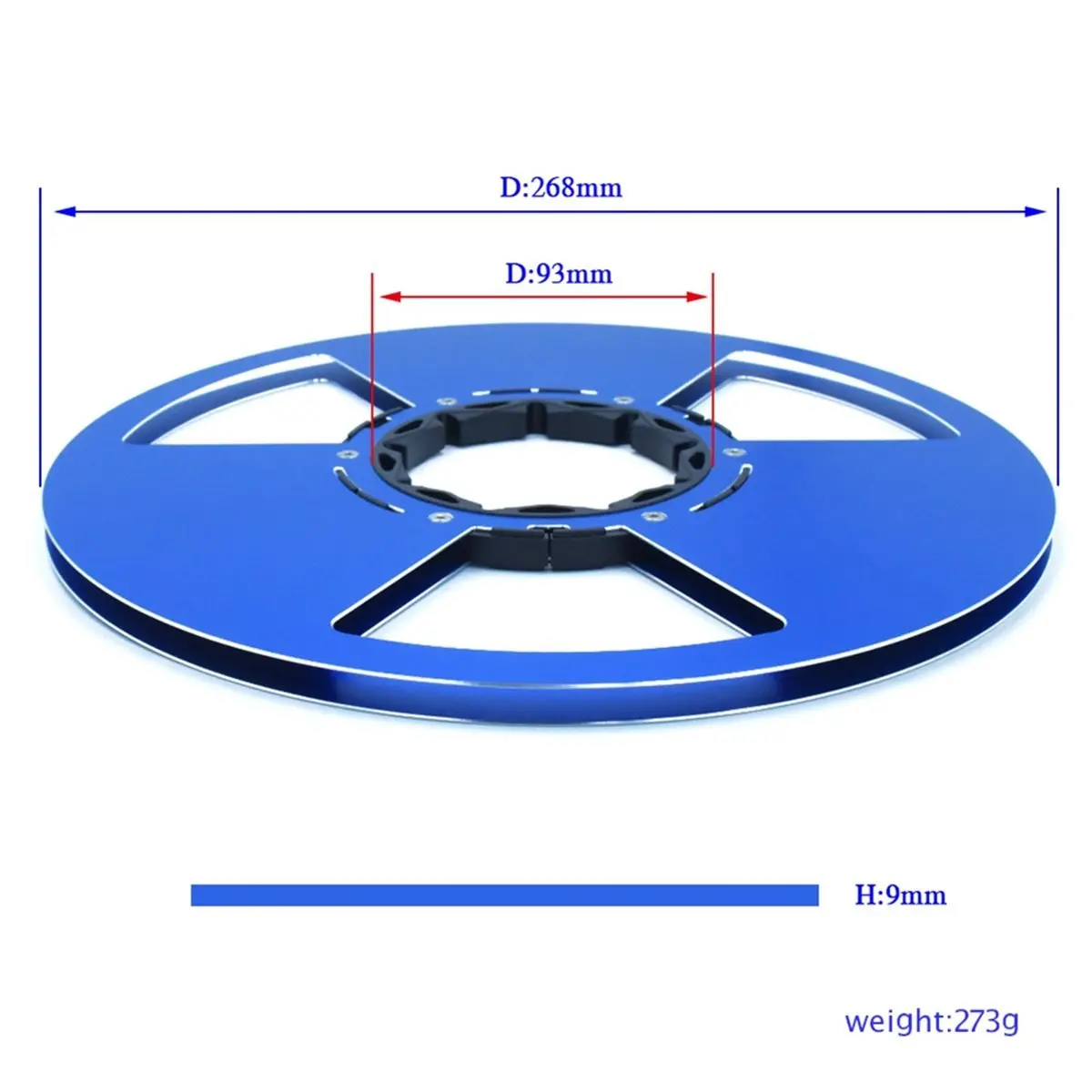 《Factory Direct》10 Inch 3 Holes Empty Take Up Reel to Reel Hub Edge Polished Aluminum Tape Reel for Tape Recorders Blue