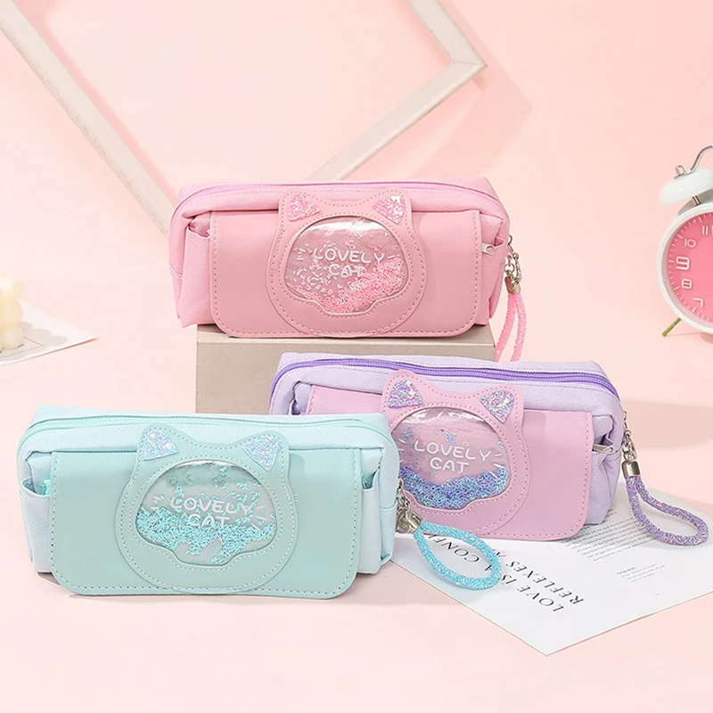 Милый мультяшный ручной пенал, модная многофункциональная косметичка, большая вместительная сумка для хранения канцелярских принадлежностей, школьные принадлежности
