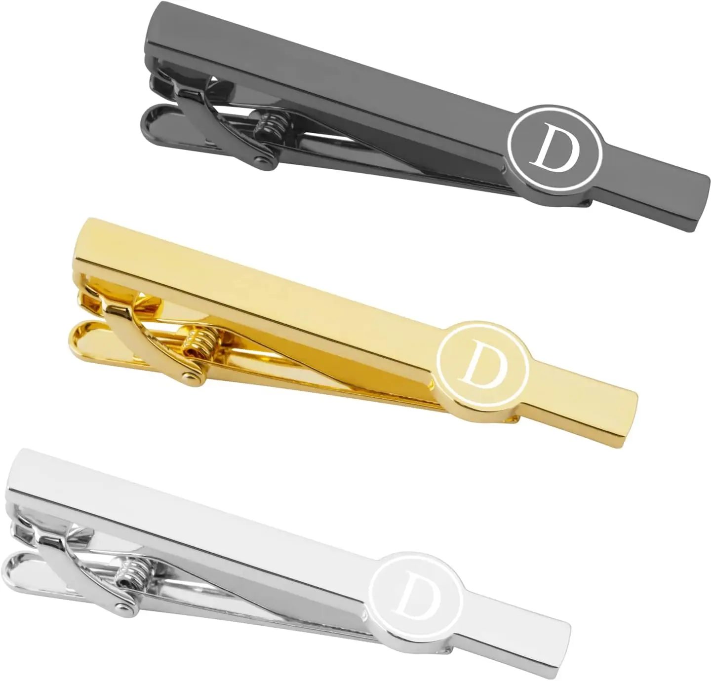 

Men's Initial Letter Tie Clip Set, 2.1 Inch Elegant Bar Design for Formal Attire
