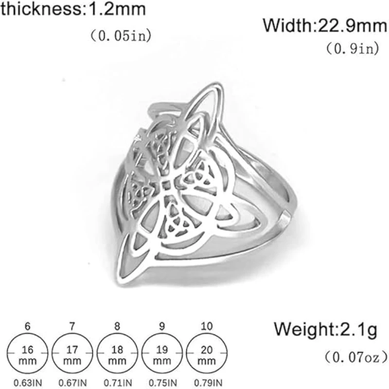 YILUOCD-Anneau en Acier Inoxydable avec Nministériels d de Sorcière, Triquetra Celtique, Protection de la Sorcellerie, Amulettes, Bijoux pour Femme