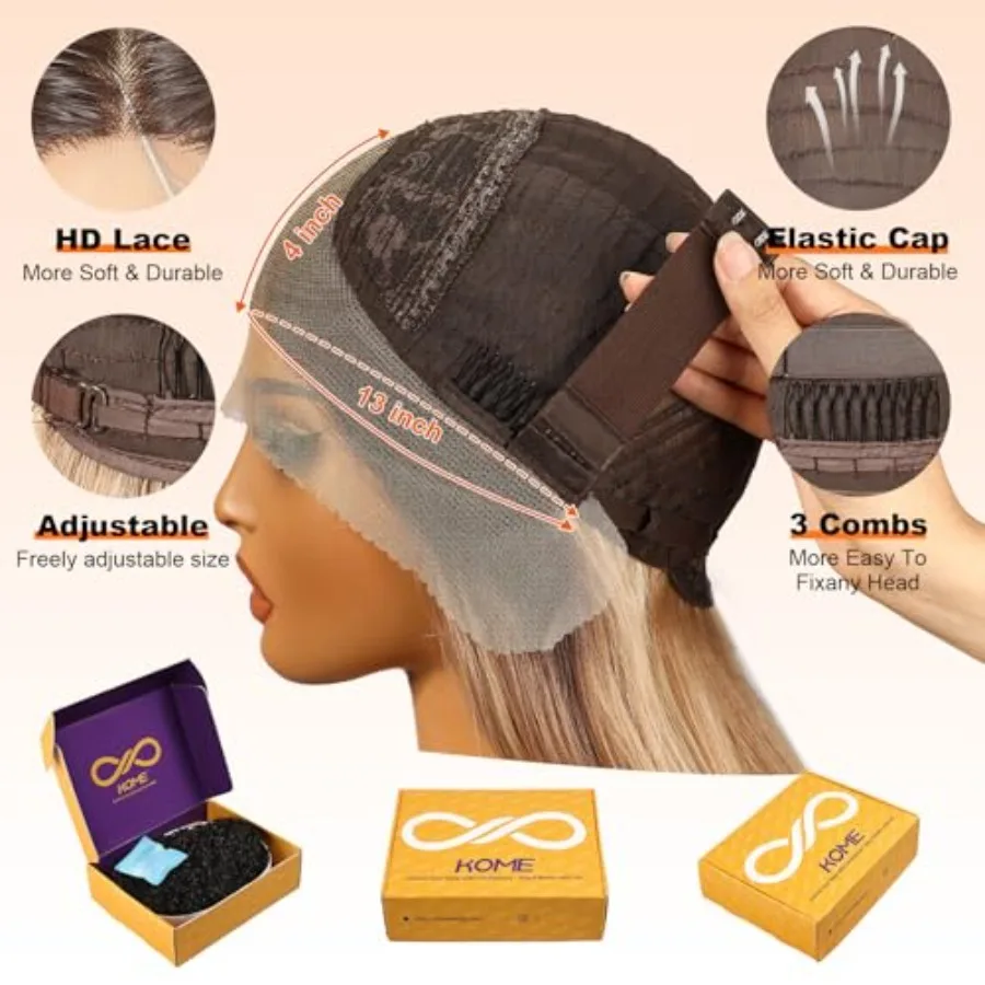 براون الاصطناعية الدانتيل شعر مستعار أمامي 13x4 HD الدانتيل الطبقات موجة غلويليس الباروكات للنساء الاستخدام اليومي 26IN مريحة وطبيعية المظهر