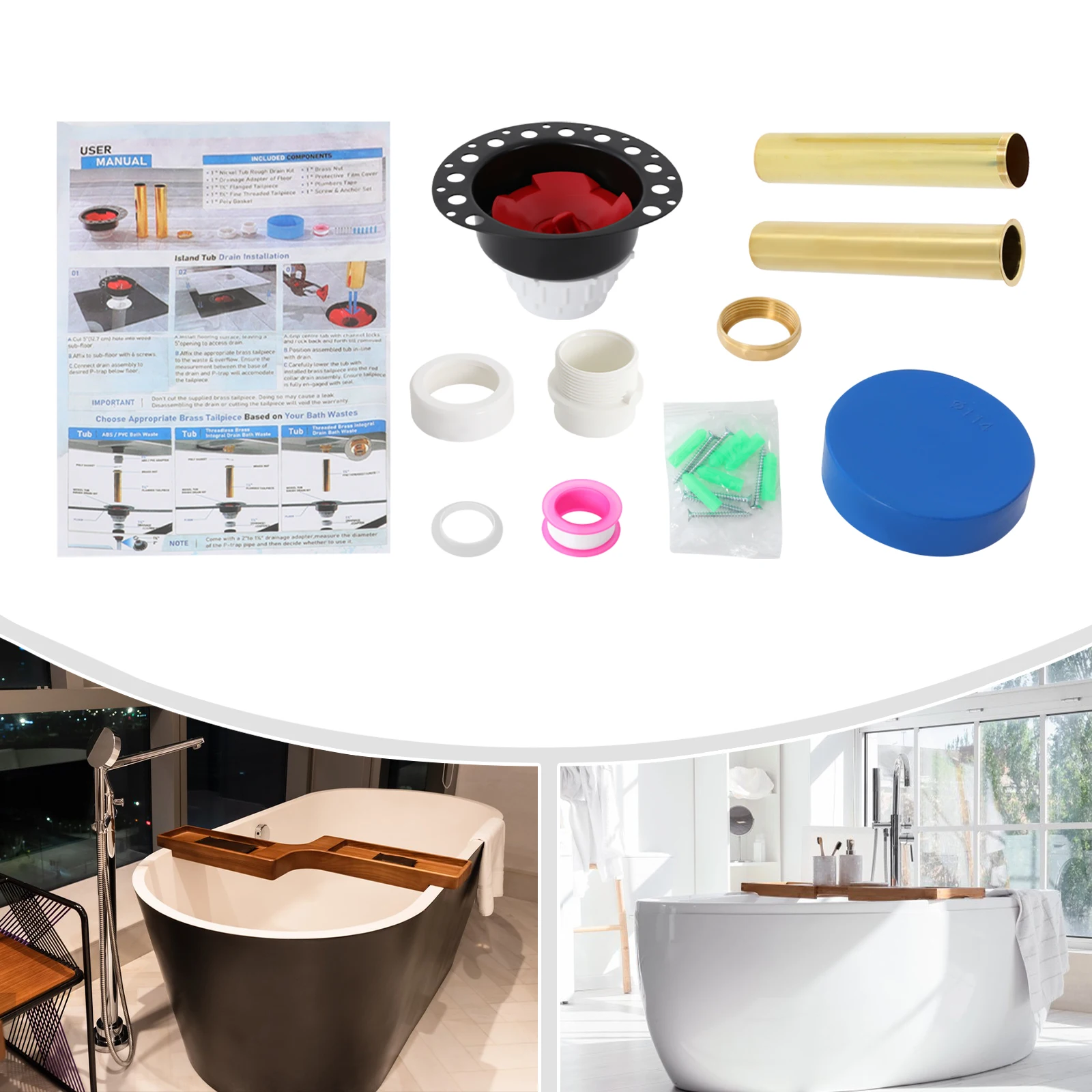 

Комплект для установки напольного слива для ванны, совместимый с отдельностоящими ваннами, латунный комплект для скрытого монтажа слива ванны