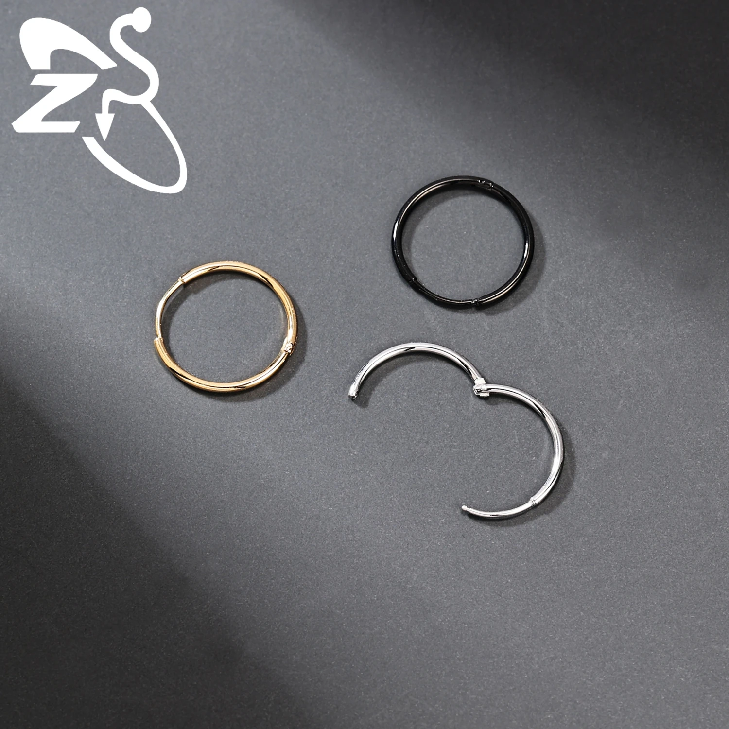 ZS 1 STÜCK 20G Edelstahl Creolen 6/8/10/12 MM Runde Ohrstecker CZ Kristall Nasenring Helix Knorpel Piercings Schmuck – Detail 5