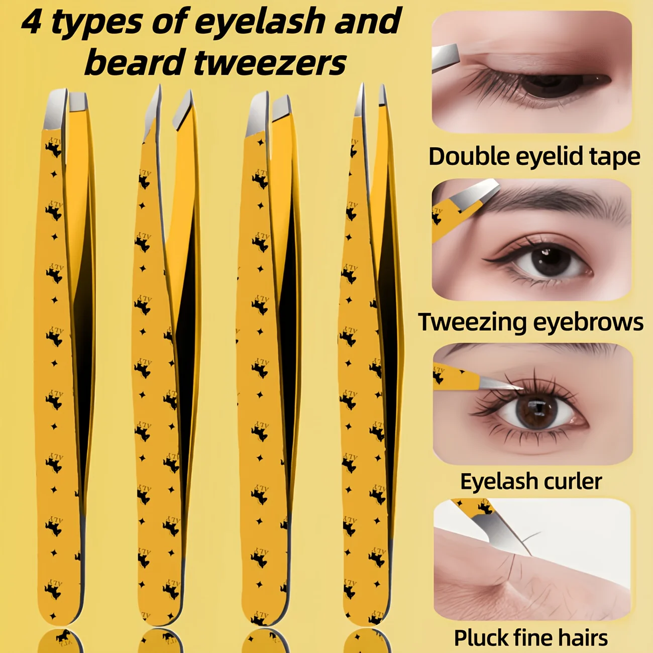 4pcs Set Professional Precision Tweezers for Hair Removal Ideal for Beard and Mustache High Precision Brow Shaping and Hair