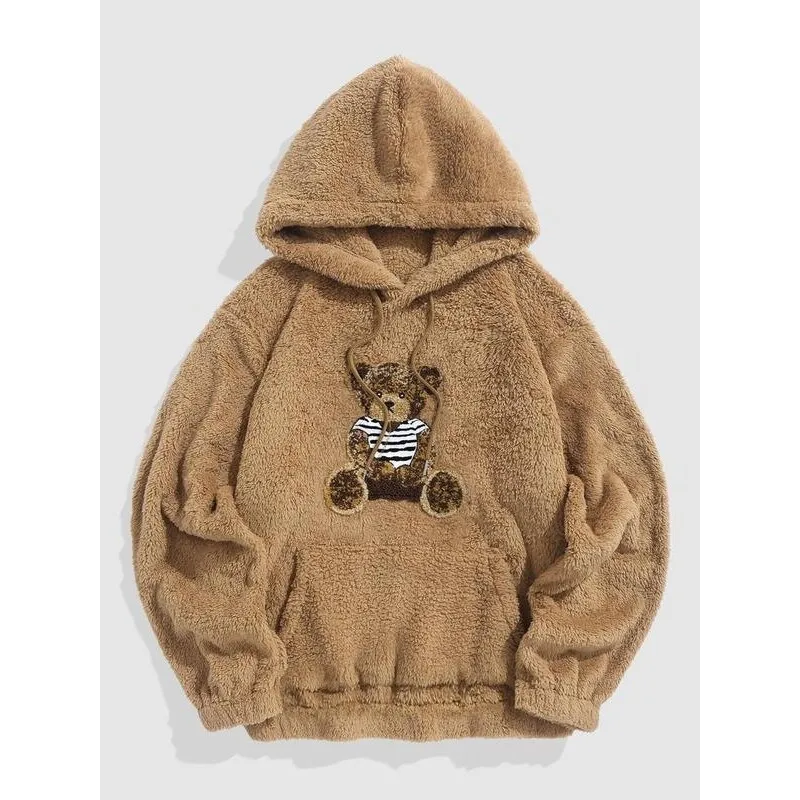 

Men's Bear Hoodie Small Bear Crew Neck Sweatshirt Spring 2026 Non-deformable Comfortable Women's Other Animal Pattern