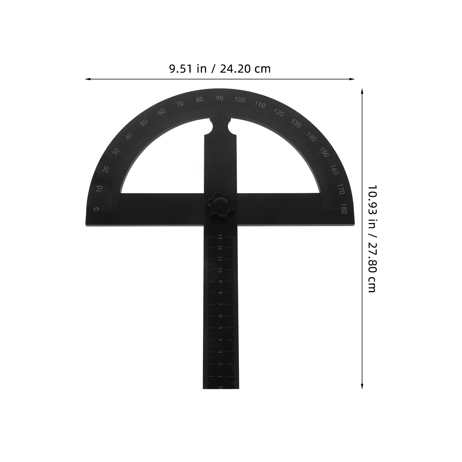أداة قياس زاوية منقلة معدنية دوارة 0-180 درجة مع مسطرة متحركة لأعمال النجارة والنجارة والهندسة، #4
