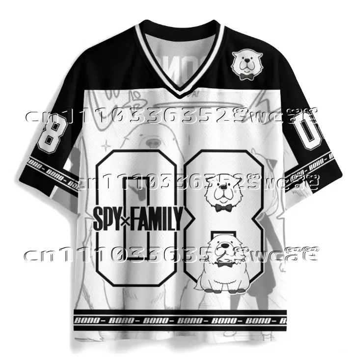 FamilyMatching Adult and Kids Parent-Child Spy Family Anya No. 55  American-Style Jersey Trendy Anime Loose Short-Sleeve T-Shirt