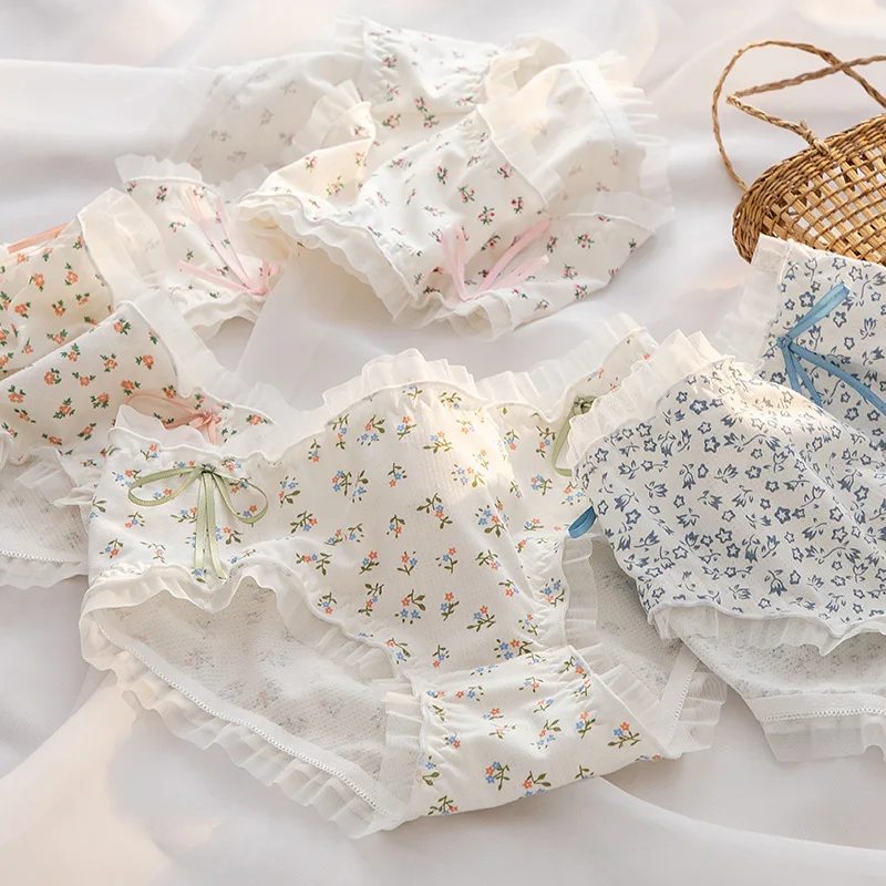 

new delivery girls underwear 5pc/lot cotton lace solid middle waist briefs young girl panties Teenager students candy pant