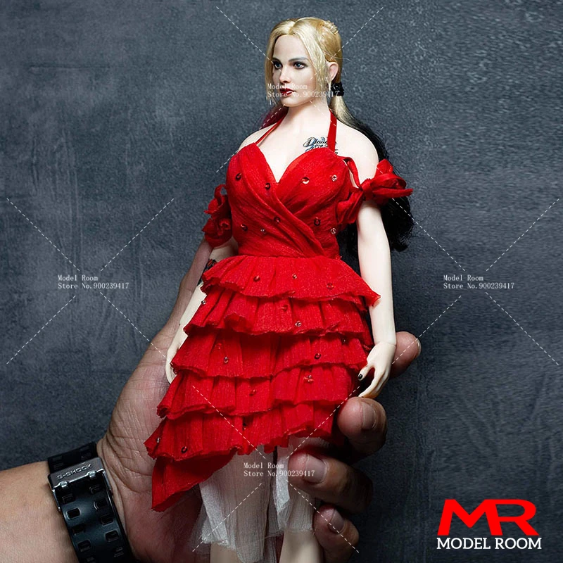 

Nine Craftsmen J-004 1/6 Joker Queen Head Sculpt Red Dress Clothes Set Model Fit 12'' TBL S52A Female Soldier Action Figure Body