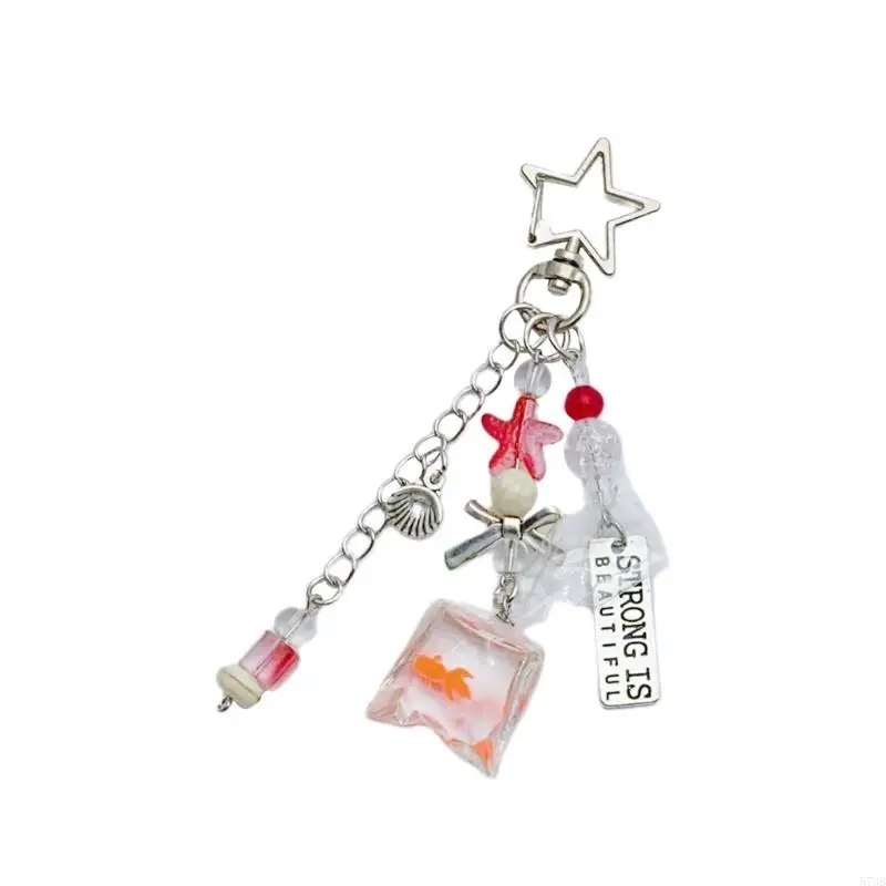 573B Ocean Vibes Fish Beaded Phone Chain Ocean Style Fish Bead Phone Charm Delicate Phone Accessory Suitable For All Ages