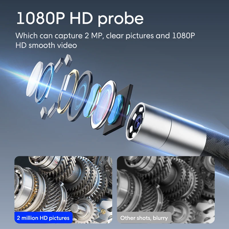 Professional Articulated Sewer Pipe Inspect Snake Borescope Camera Repair Tool 5Inch 4-Way 360 Steering Industrial Endoscope