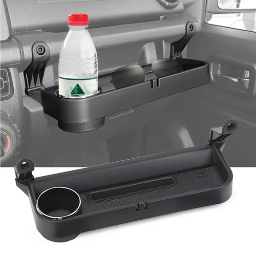 Caja de almacenamiento con mango lateral para pasajero de coche, organizador de copiloto, portavasos, bandeja expandida para Suzuki Jimny 2019 + accesorios interiores