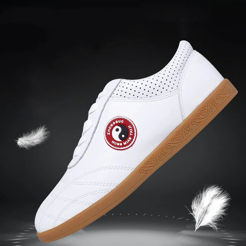 Genuine Leather Kung fu Tai Chi Shoes Martial Art Shoes sport Sneakers Cowhide Leather Unisex Free Flexible Men Women 2022