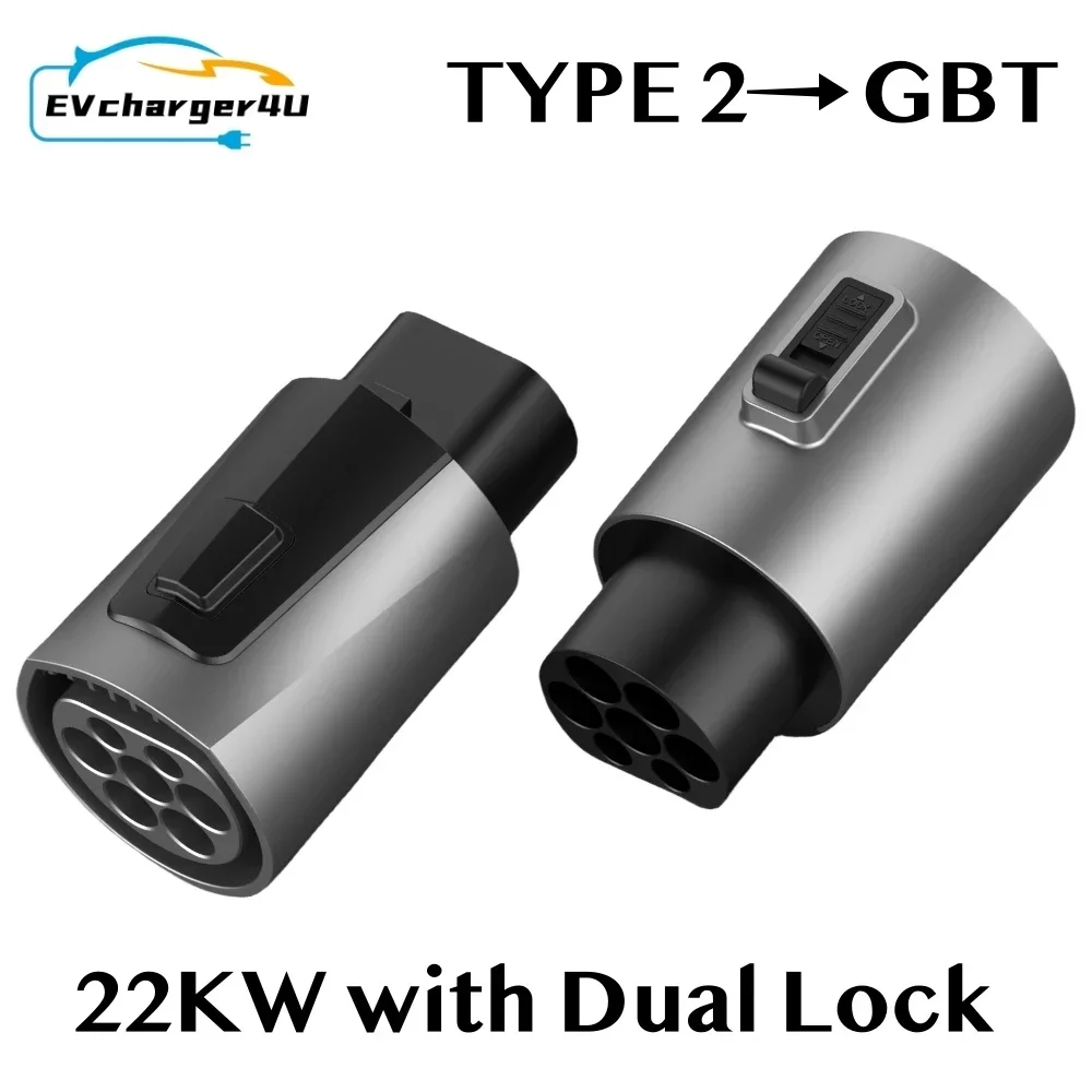 EVCharger4U IEC62196 Type 2 to GBT EV Adapter 3Phase 32A 22KW With Dual Hock for Chinese Brand EV Charging Adaptor convertor