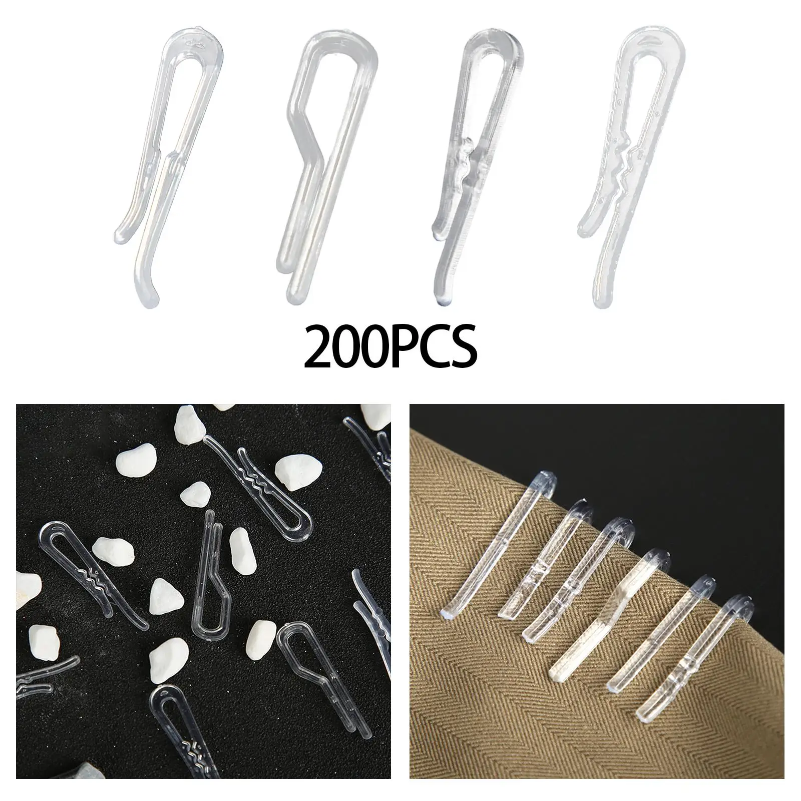 200Pcs Transparent Alligator Clip Fixed Clip Reusable Shirt Clips U Shape