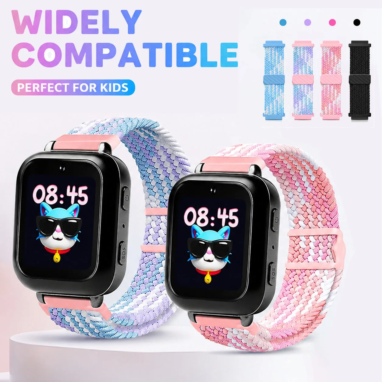 Universal Magnetic Smart Watch Nylon Bands Buckle Strap for Kids 15/16/17mm Breathable Adjustable Elastic Replace Wristband