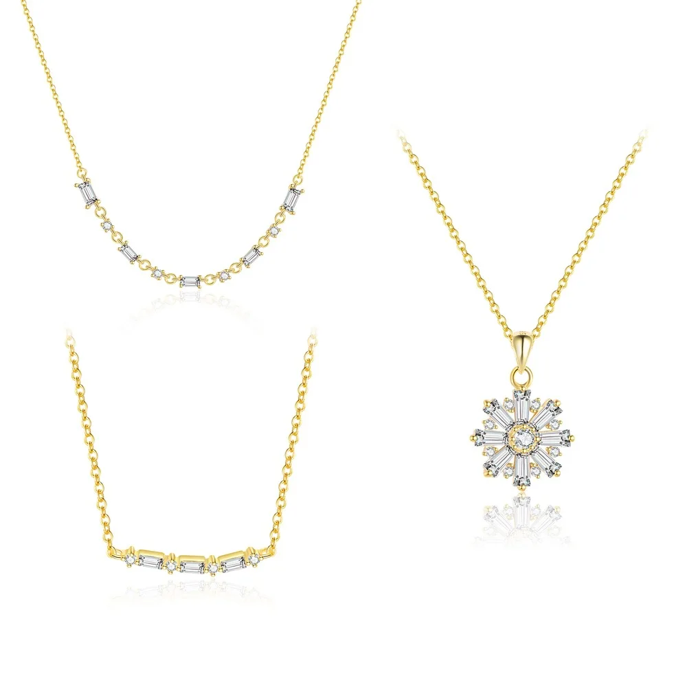 

Dawn's Jewel S925 серебро снежинка инкрустированный цирконом вращающееся ожерелье женская легкая роскошная модная универсальная цепочка на ключицу