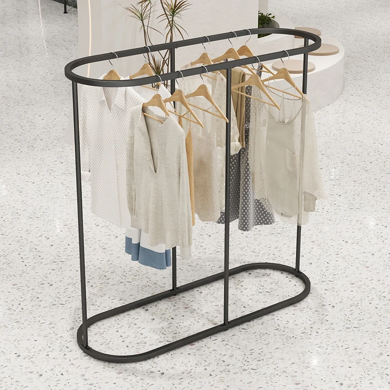 Wrought iron clothing store display rack simple oval Nakajima shelf