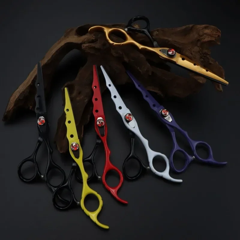 

Professional Japan 440c 6 '' 7 Colors Flame Gem Hair Scissors Haircut Thinning Barber Cutting Shears Hairdresser Scissors Set