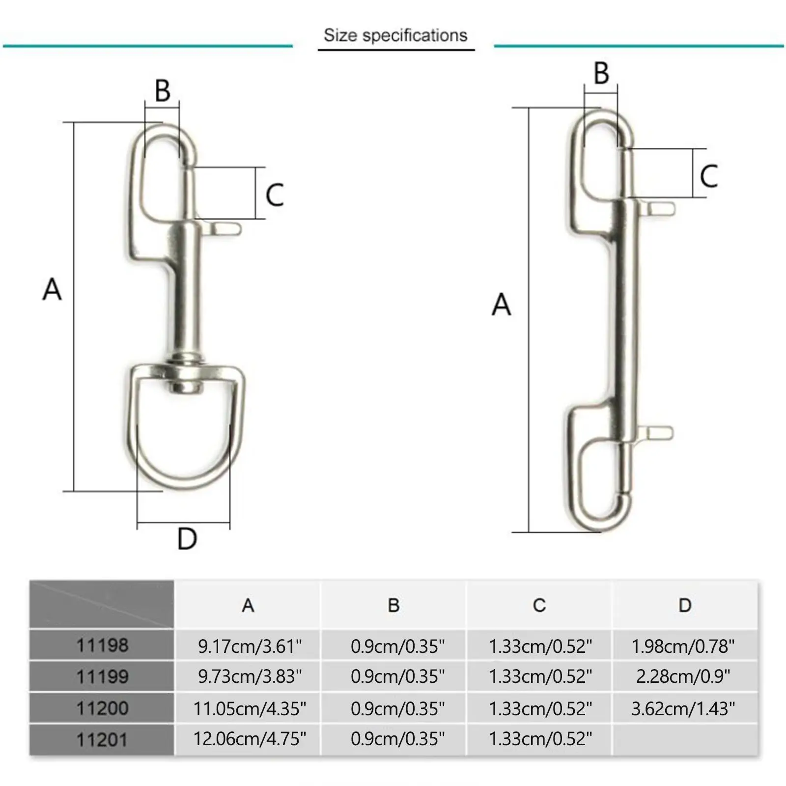 Durable swivel eye snap hooks, scuba diving hooks, stainless steel clip hooks,