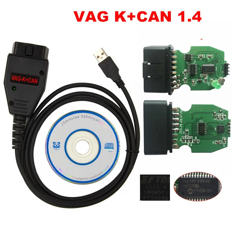 For Vag K+can Commander 1.4 Green Pcb Pic18f25k80 Ftdi Ft232rq Chip For Audi/vw/skoda/seat Vag K+can 1.4 K-line Commander Full