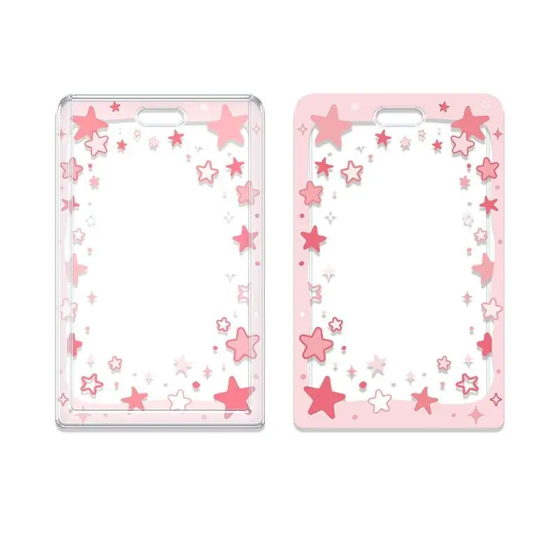 Star Design Transparent Sliding ID Card Holder Portable Protector Case for Badges