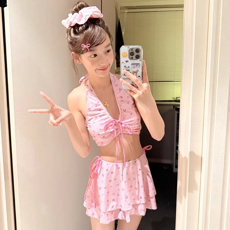 

Новый элитный женский купальник Pure Desire 2026 года: сексуальное бикини с принтом и лямкой через шею, комплект из 3 предметов для пляжного отдыха