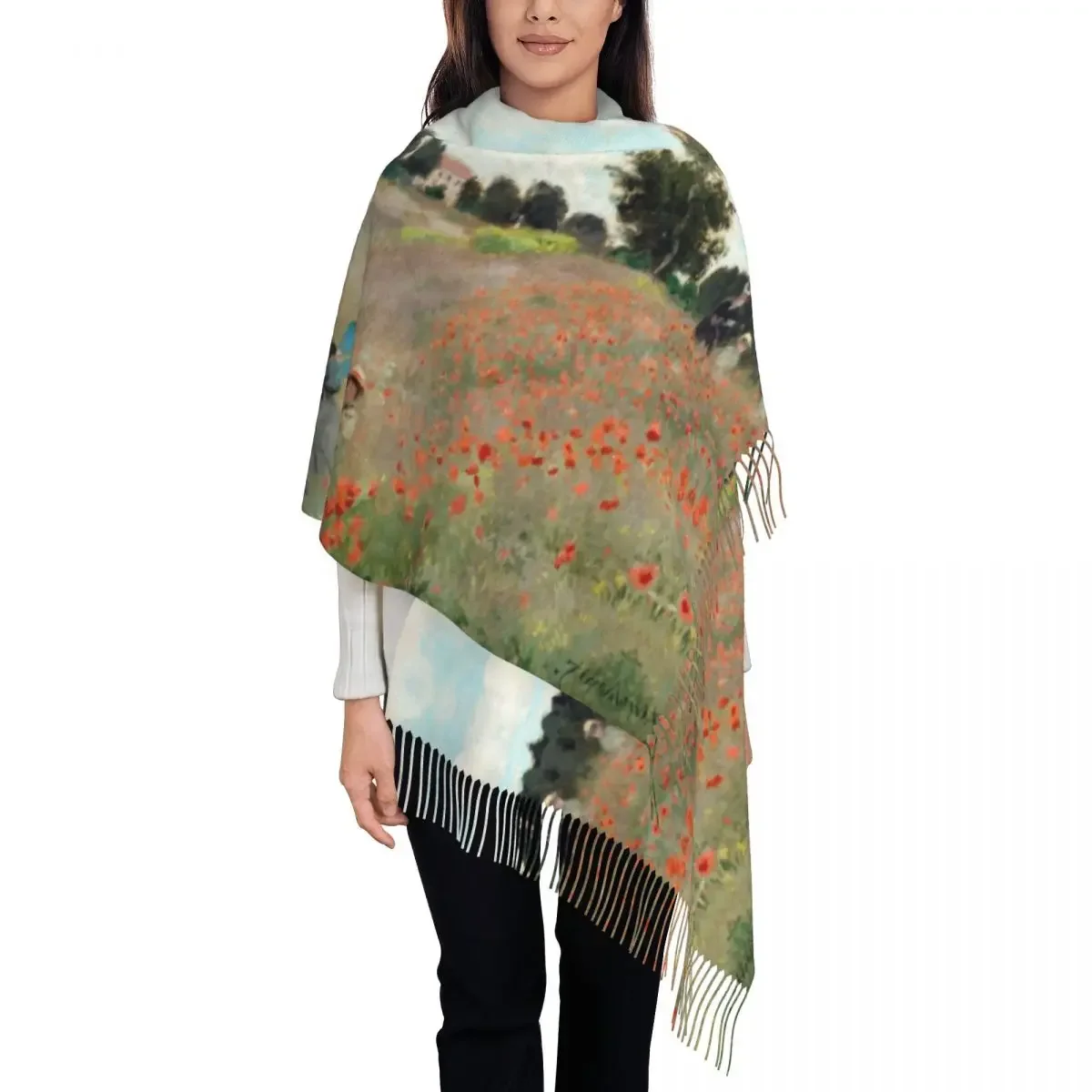 Personalized Printed French Impressionist Art Scarf Men Women Winter Fall Warm Scarves Claude  Painting Shawls Wraps