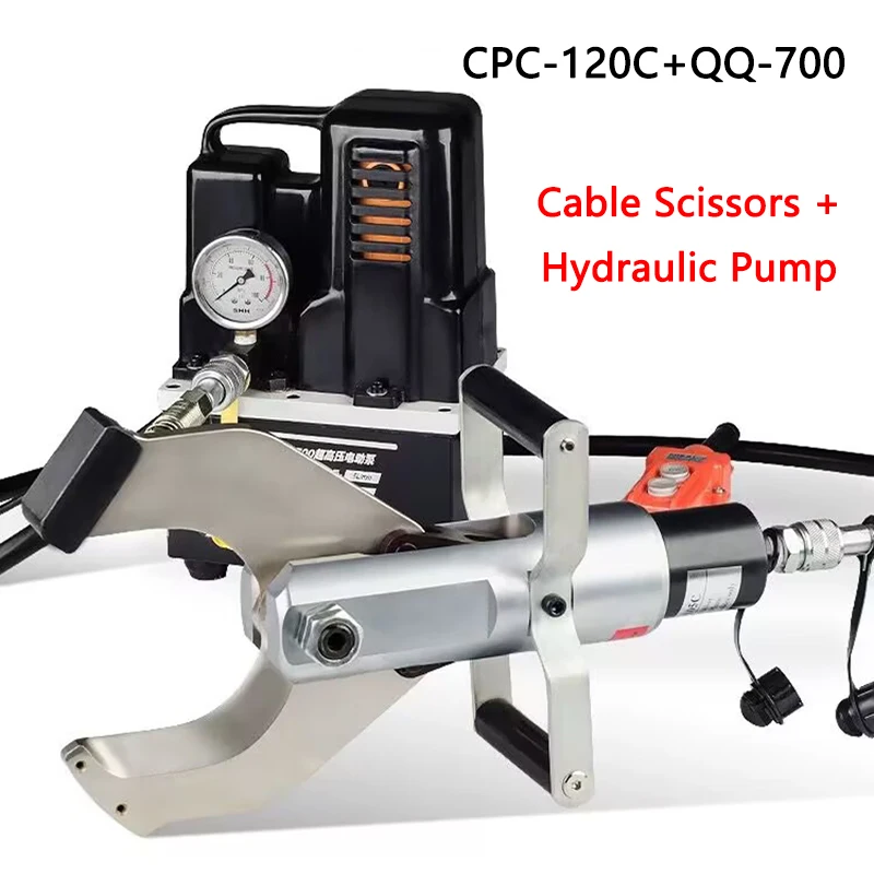 

Electric Hydraulic Cable Cutting Machine CPC-120C Copper Aluminum Cable Scissors 120mm Cable Shear + 1.2kw Electric Pump QQ-700