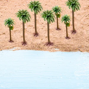Coconut Palm Tree Modelo, DIY Park, Rainforest, Trem, Decoração Ferrovia, Paisagem do edifício, Árvore miniatura, Altura 6-15cm, 5Pcs 12 principais vendas minhatura de predio - №7