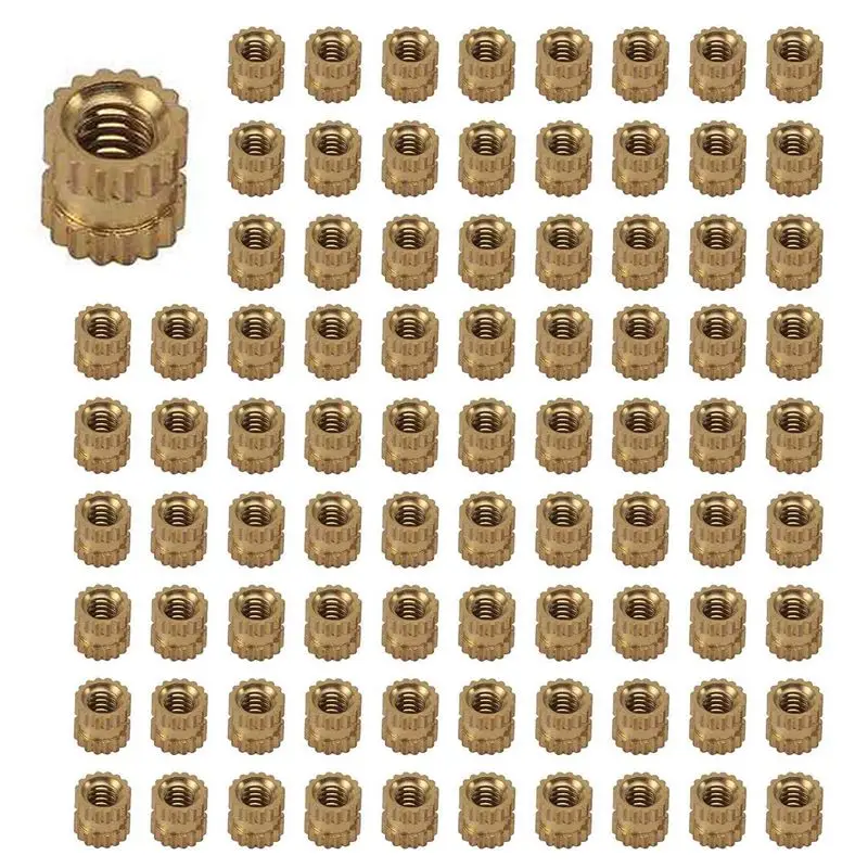 ABSE-M2 X 3Mm Brass Cylinder Knurled Threaded Round Insert Embedded Nuts 1000Pcs