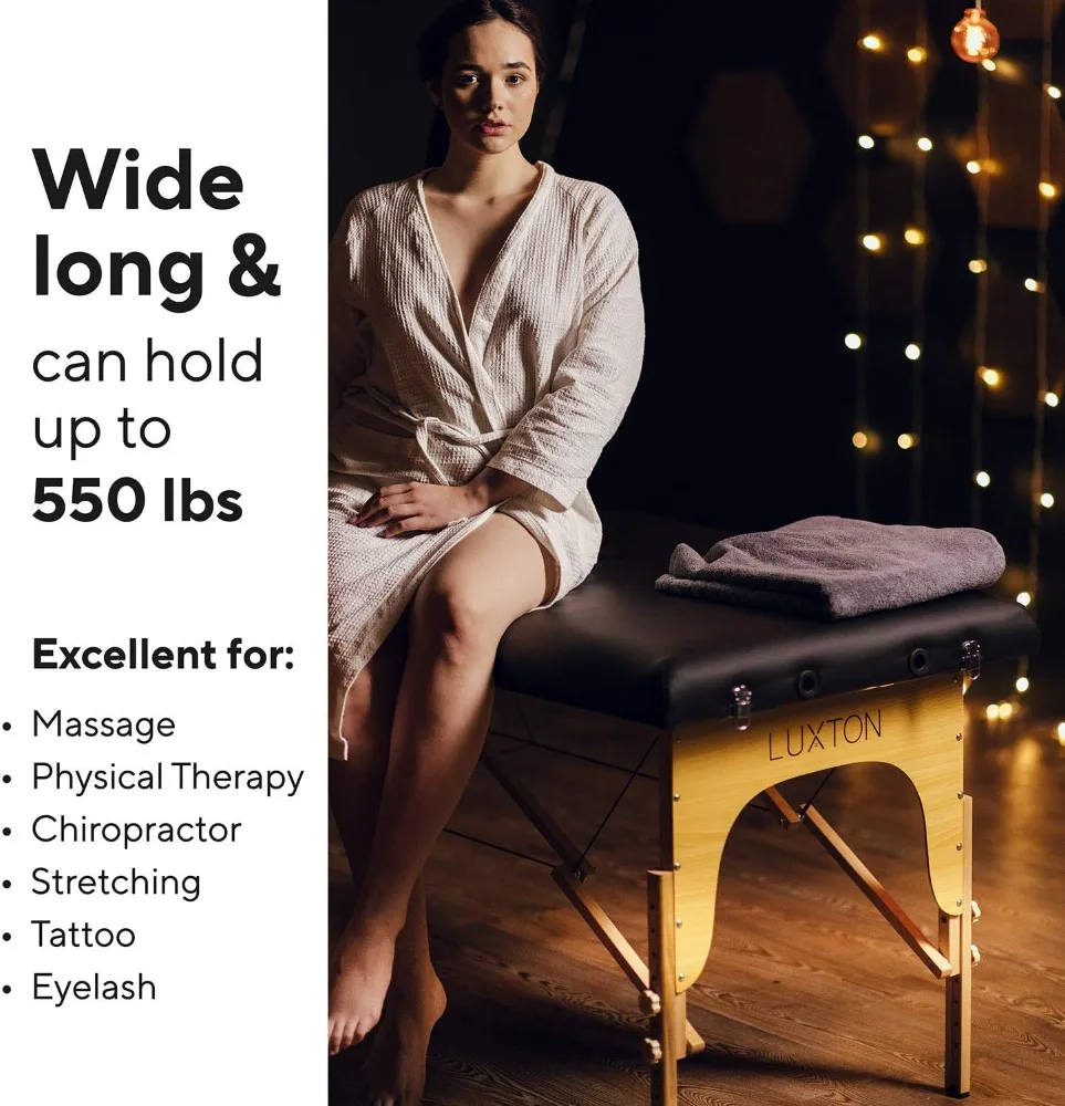 Luxton Home-Table de massage en mousse à mémoire de forme, facile à installer, pliable et portable avec étui de transport